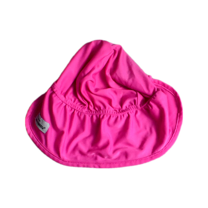 A Pink Sun Hats from The Original Flap Happy in size 18-24M for girl. (Back View)