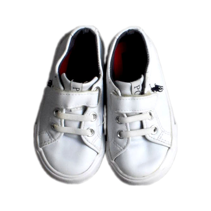 A White Sneakers from Polo Ralph Lauren in size 12-18M for girl. (Back View)