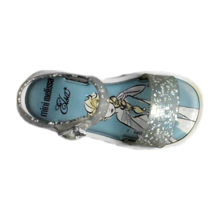 A Blue Sandals from Mini Melissa in size 3T for girl. (Front View)