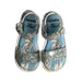 A Blue Sandals from Mini Melissa in size 3T for girl. (Back View)