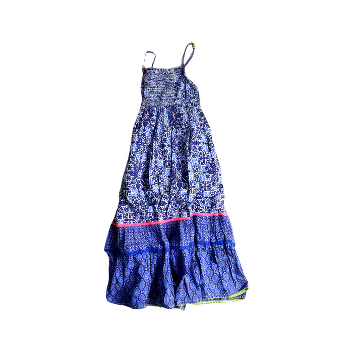 A Blue Sleeveless Dresses from Monsoon in size 9Y for girl. (Back View)