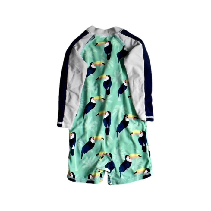 A Green Rash Guards from Snapper Rock in size 0-3M for neutral. (Back View)