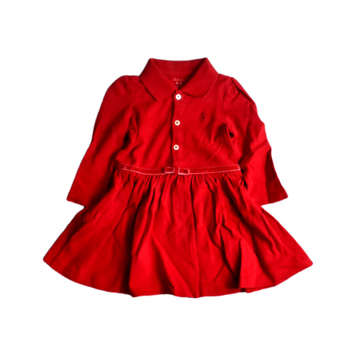 A Red Short Sleeve Dresses from Ralph Lauren in size 3-6M for girl. (Front View)