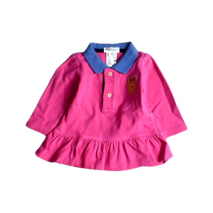 A Pink Short Sleeve Dresses from Ralph Lauren in size 0-3M for girl. (Front View)