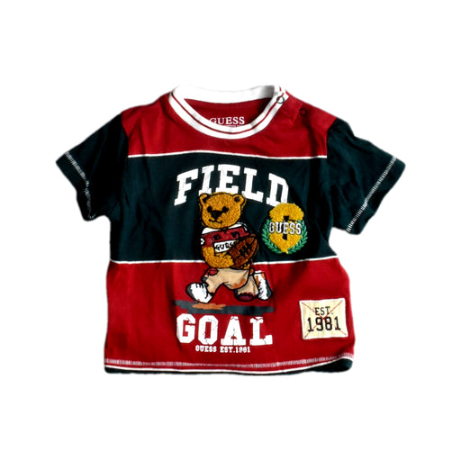 A Red Short Sleeve T Shirts from Guess in size 6-12M for boy. (Front View)