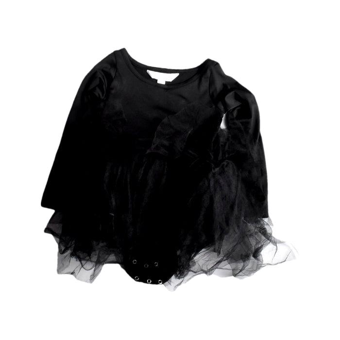 A Black Long Sleeve Bodysuits from iloveplum in size 6T for girl. (Front View)