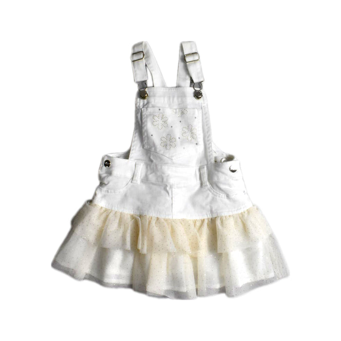 A White Overall Dresses from Mayoral in size 2T for girl. (Front View)