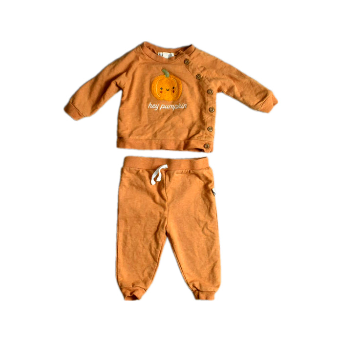 A Orange Pants Sets from Rabbit + Bear in size 3-6M for girl. (Front View)