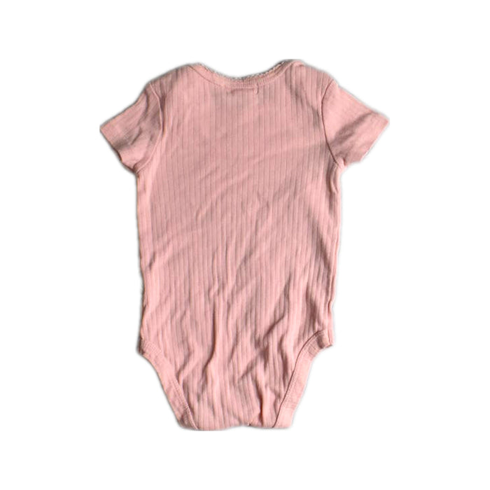 A Pink Short Sleeve Bodysuits from Rabbit + Bear in size 6-12M for girl. (Back View)