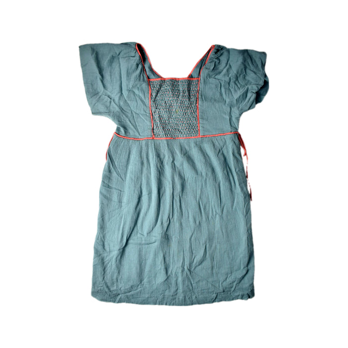 A Teal Short Sleeve Dresses from Chateau de Sable in size 12Y for girl. (Front View)
