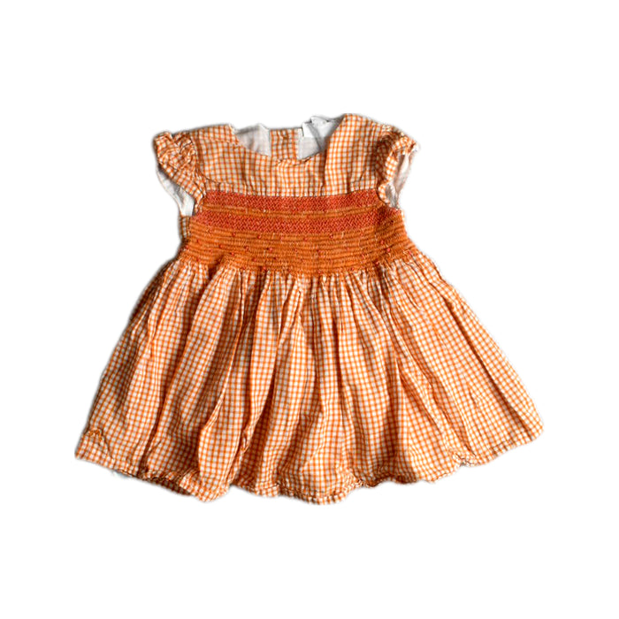 A Orange Sleeveless Dresses from Château de Sable in size 12-18M for girl. (Front View)
