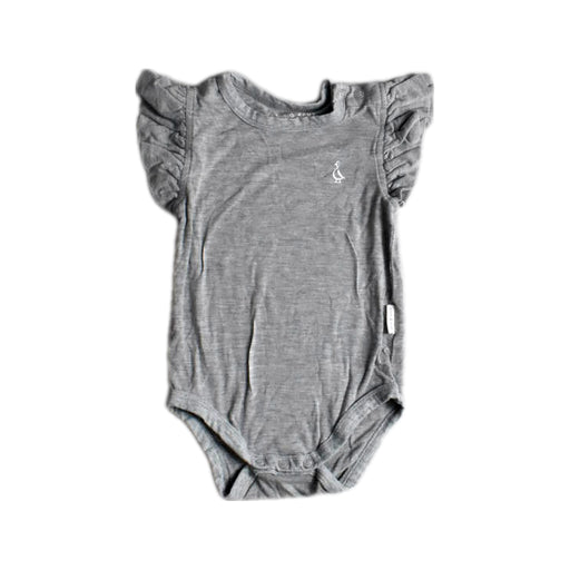 A Grey Short Sleeve Bodysuits from Raph and Remy in size 6-12M for girl. (Front View)