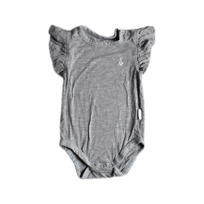 A Grey Short Sleeve Bodysuits from Raph and Remy in size 6-12M for girl. (Front View)
