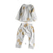 A White Pants Sets from Le Petit Society in size 3-6M for girl. (Back View)