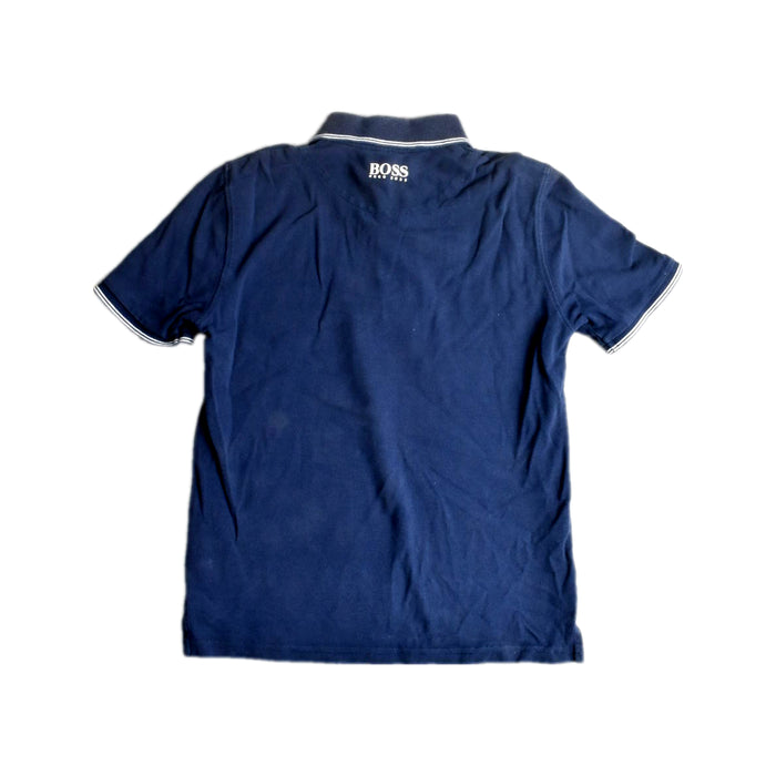A Navy Short Sleeve Polos from Boss in size 12Y for boy. (Back View)