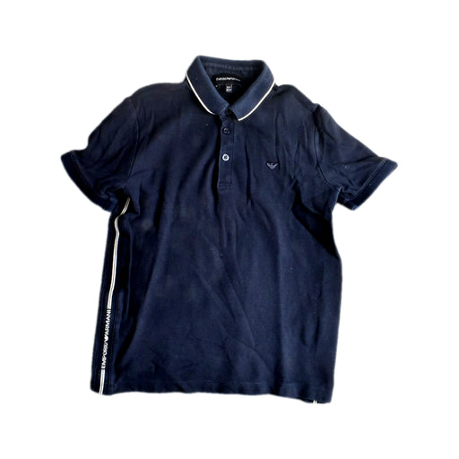 A Navy Short Sleeve Polos from Armani in size 12Y for boy. (Front View)