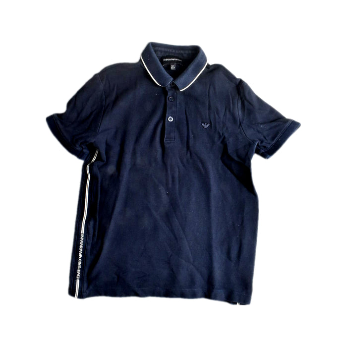 A Navy Short Sleeve Polos from Armani in size 12Y for boy. (Front View)