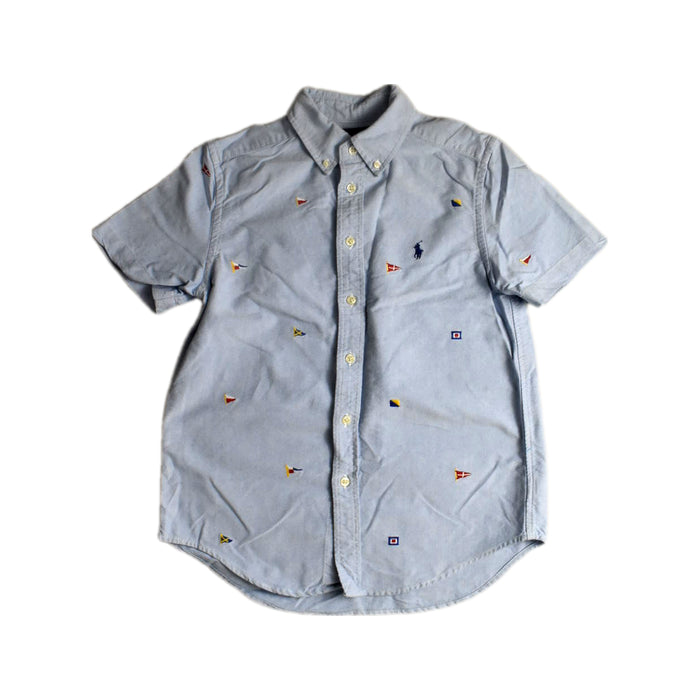 A Blue Short Sleeve Shirts from Ralph Lauren in size 10Y for boy. (Front View)