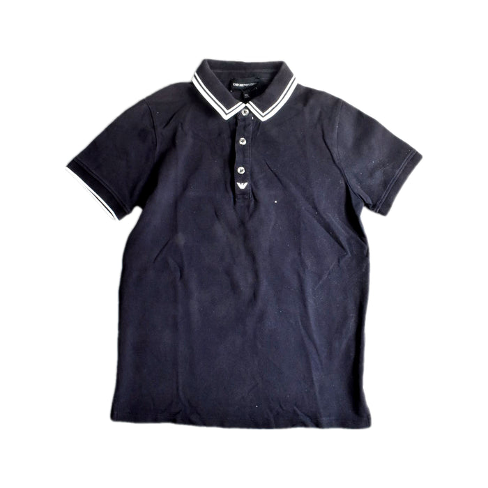 A Black Short Sleeve Polos from Armani in size 12Y for boy. (Front View)