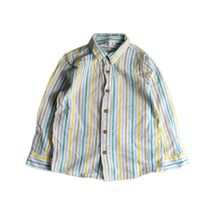 A Blue Long Sleeve Shirts from Seed in size 5T for boy. (Front View)