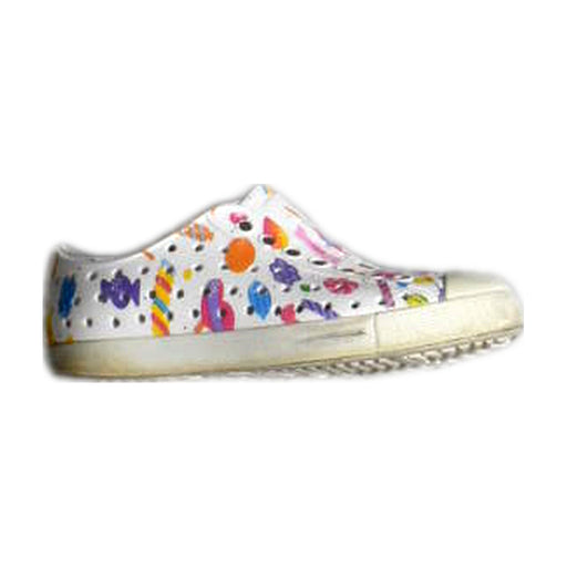 A White Slip Ons from Native Shoes in size 3T for girl. (Front View)