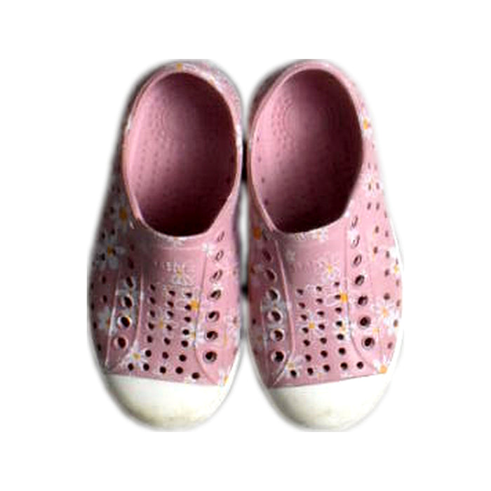 A Pink Slip Ons from Native Shoes in size 3T for girl. (Back View)