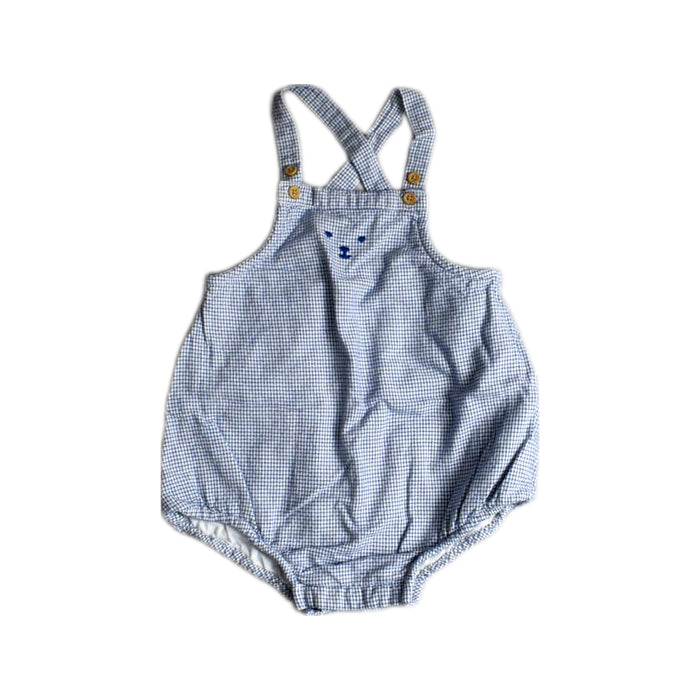 A Blue Sleeveless Rompers from Bout'Chou in size 12-18M for boy. (Front View)