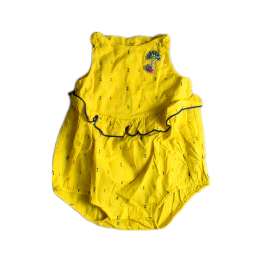 A Yellow Sleeveless Rompers from Catimini in size 3-6M for girl. (Front View)