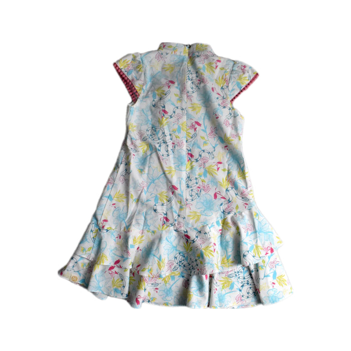 A Multicolour Short Sleeve Dresses from Le Petit Society in size 6T for girl. (Back View)