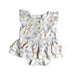 A White Sleeveless Rompers from Kays + Kins in size 3-6M for girl. (Front View)