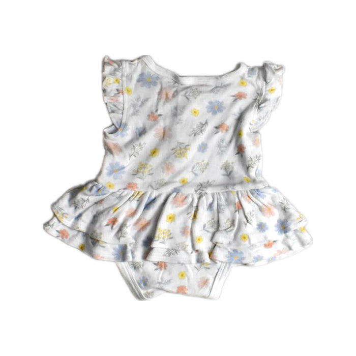 A White Sleeveless Rompers from Kays + Kins in size 3-6M for girl. (Back View)