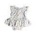 A White Sleeveless Rompers from Kays + Kins in size 3-6M for girl. (Back View)