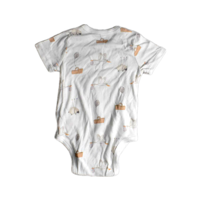 A White Short Sleeve Bodysuits from Kays + Kins in size 3-6M for girl. (Back View)