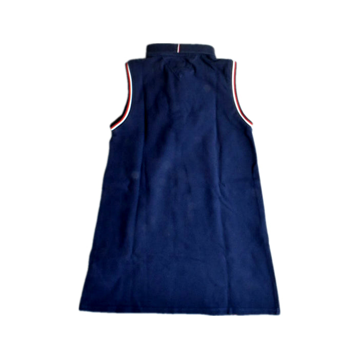 A Navy Sleeveless Dresses from Tommy Hilfiger in size 6T for girl. (Back View)