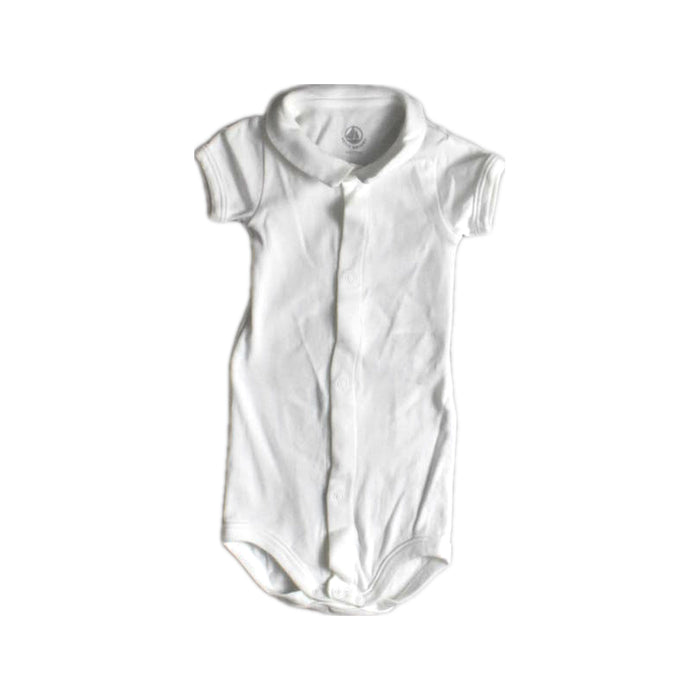 A White Short Sleeve Bodysuits from Petit Bateau in size 3-6M for boy. (Front View)