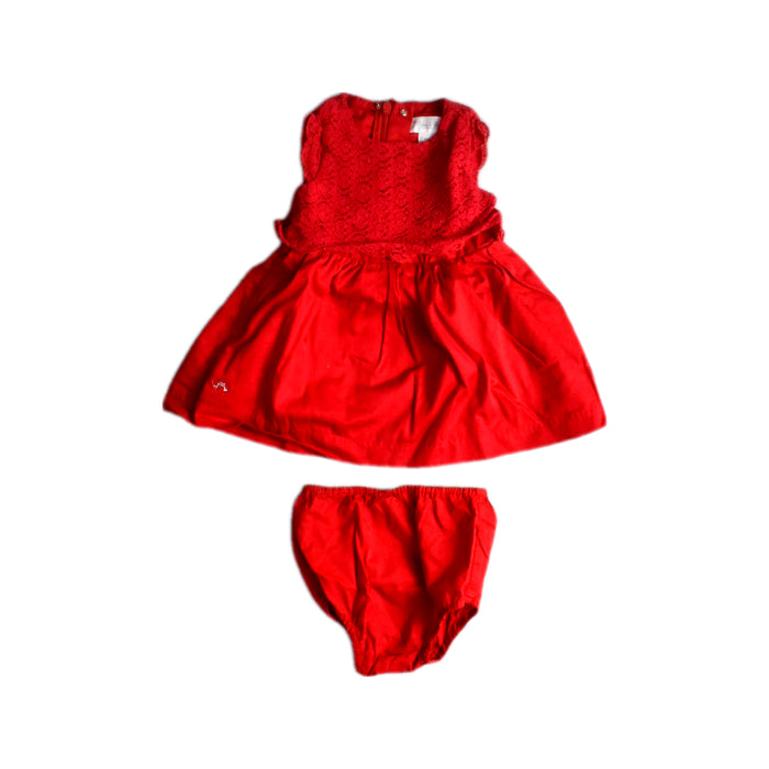 A Red Dress Sets from Château de Sable in size 3-6M for girl. (Front View)