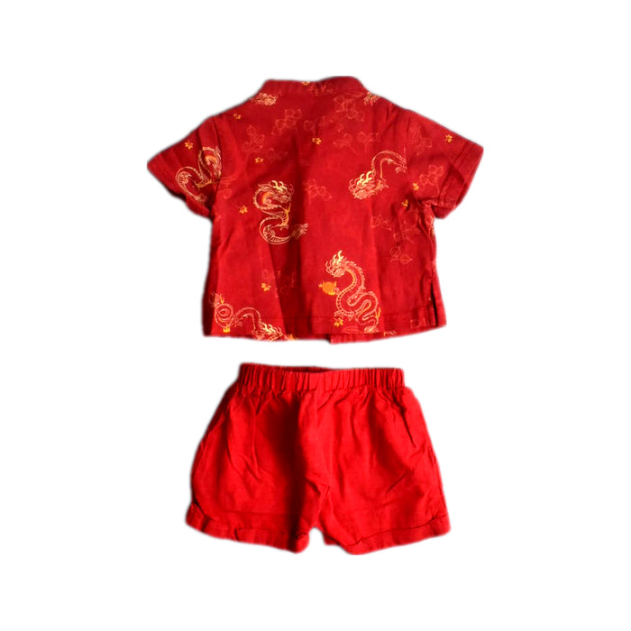A Red Shorts Sets from Elly in size 3-6M for boy. (Back View)