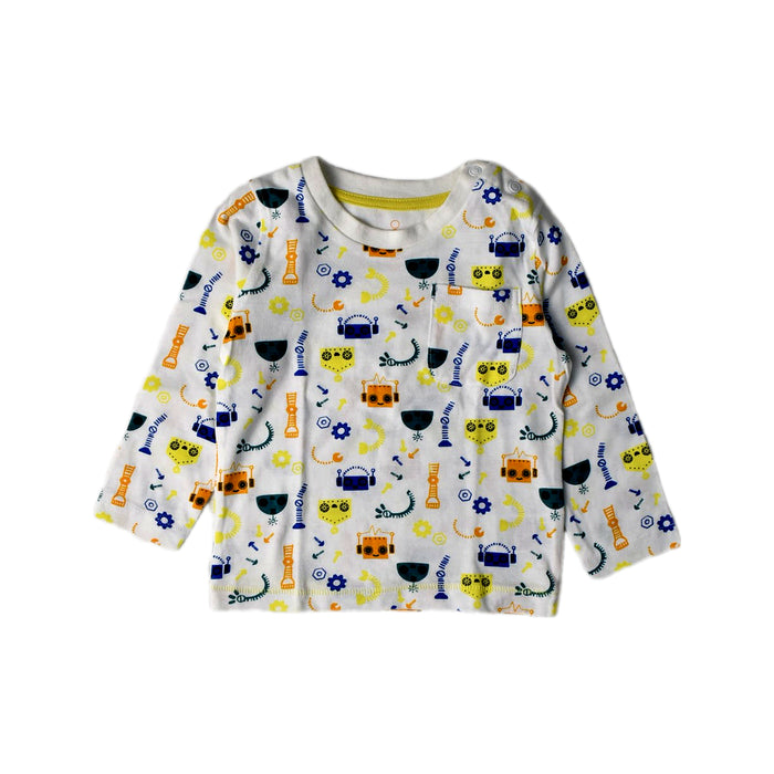 A White Long Sleeve T Shirts from Mothercare in size 6-12M for boy. (Front View)