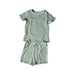 A Green Shorts Sets from Mori in size 18-24M for boy. (Front View)