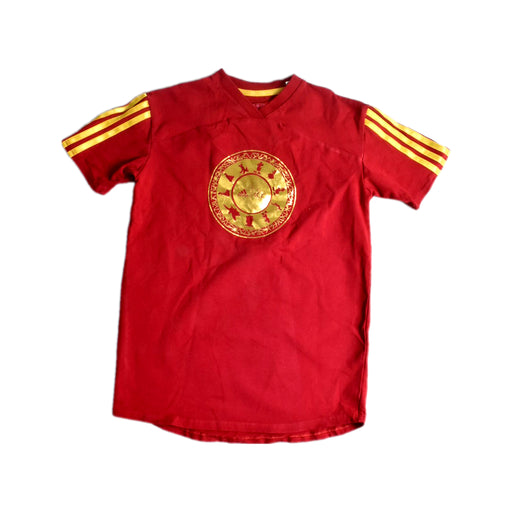 A Red Short Sleeve T Shirts from Adidas in size 9Y for boy. (Front View)