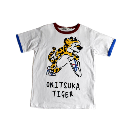 A White Short Sleeve T Shirts from Onitsuka Tiger in size 5T for boy. (Front View)