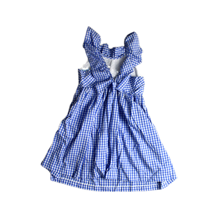A Blue Sleeveless Dresses from Bella Bliss in size 10Y for girl. (Back View)