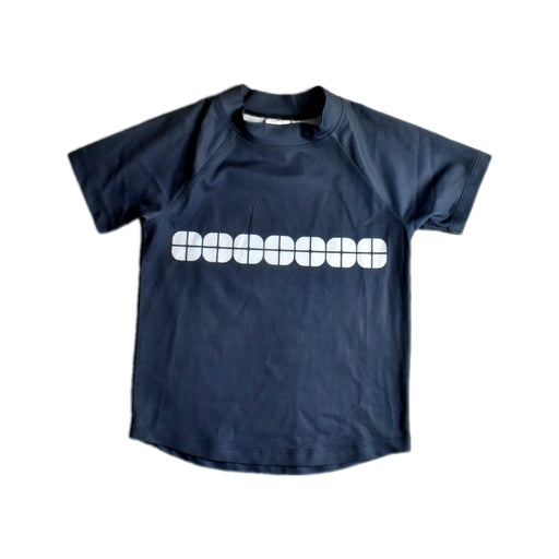 A Navy Rash Guards from Sandy Feet Australia in size 7Y for neutral. (Front View)