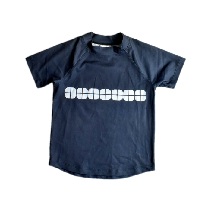 A Navy Rash Guards from Sandy Feet Australia in size 7Y for neutral. (Front View)