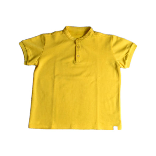 A Yellow Short Sleeve Polos from Le Petit Society in size 8Y for boy. (Front View)