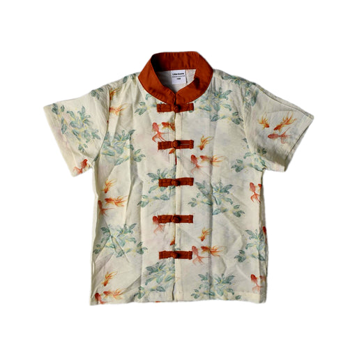A Ivory Short Sleeve Shirts from Little Kooma in size 2T for boy. (Front View)