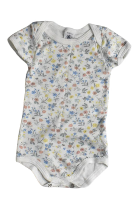 A Beige Short Sleeve Bodysuits from Petit Bateau in size 3-6M for girl. (Front View)