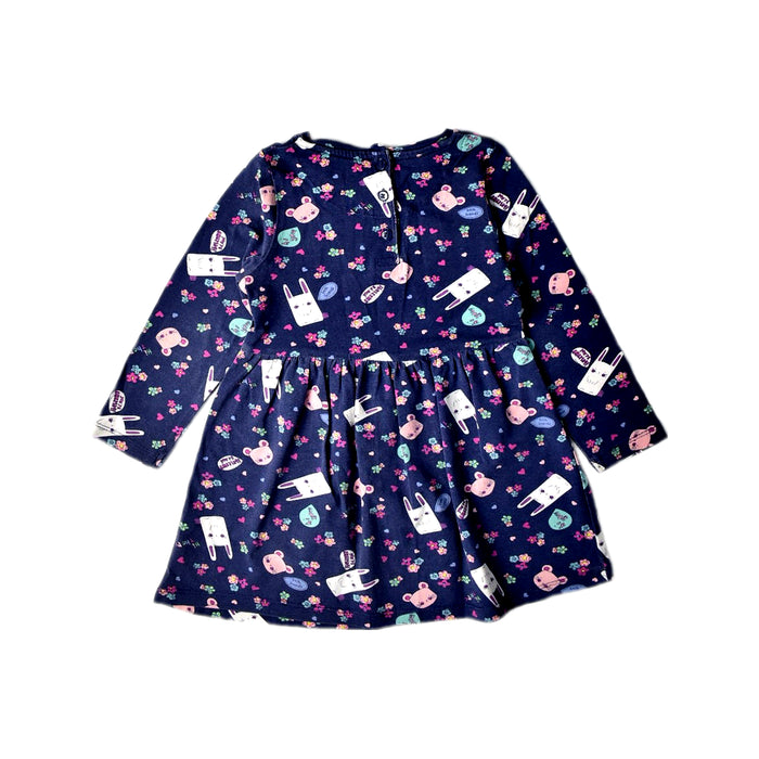 A Navy Long Sleeve Dresses from Mothercare in size 12-18M for girl. (Back View)