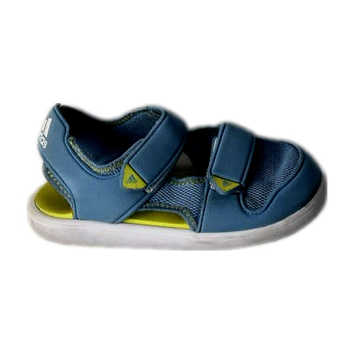 A Blue Sandals from Adidas in size 7Y for boy. (Front View)