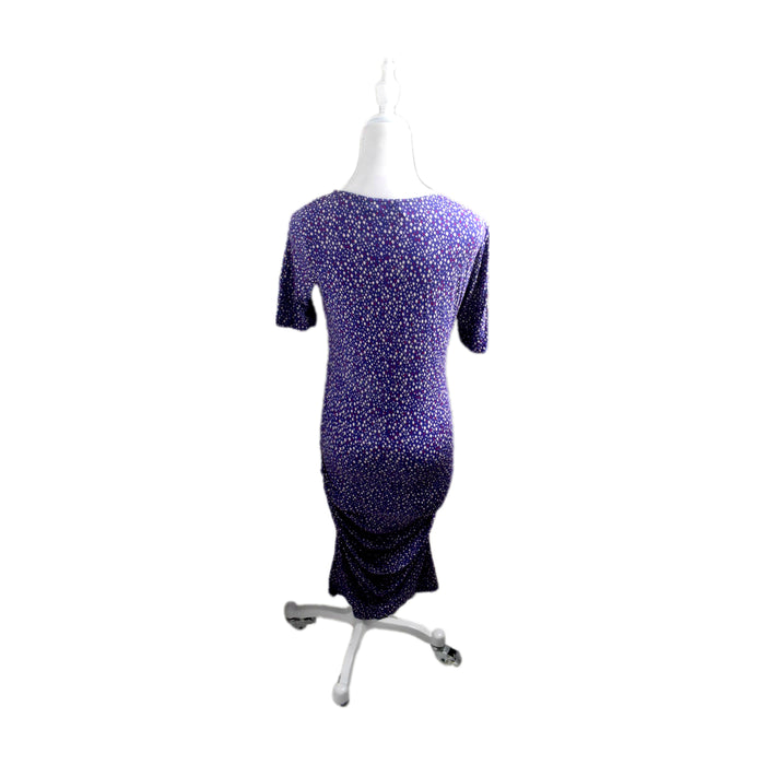 A Purple Short Sleeve Dresses from Seraphine in size Maternity-M for maternity. (Back View)